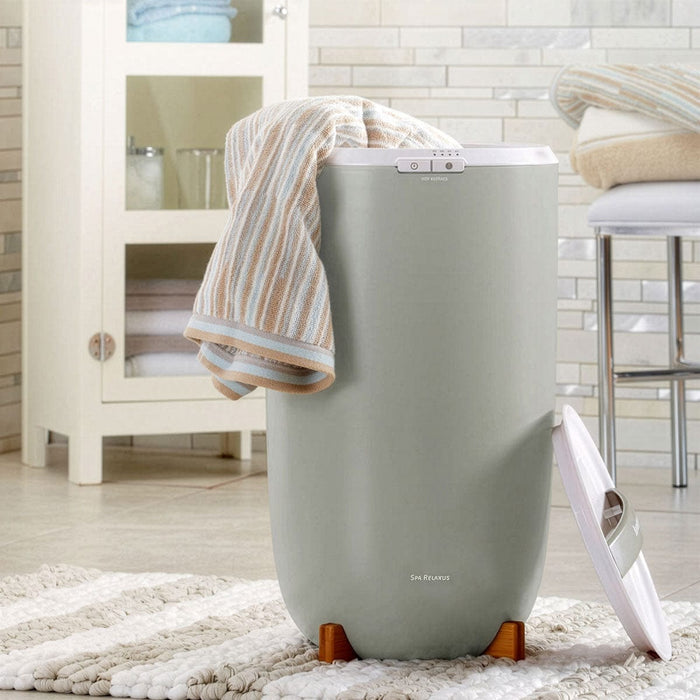 Extra large towel warmer bucket with lid
Towel warmer bucket with free Ocean Blue spa towels Compact towel warmer for bathroom or spa Heated towel bucket for oversized bath towels Towel warmer with timer control panel Spa towel warmer bucket in bathroom