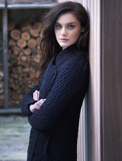 Trellis Side Zip Coatigan - Navy #color_navy