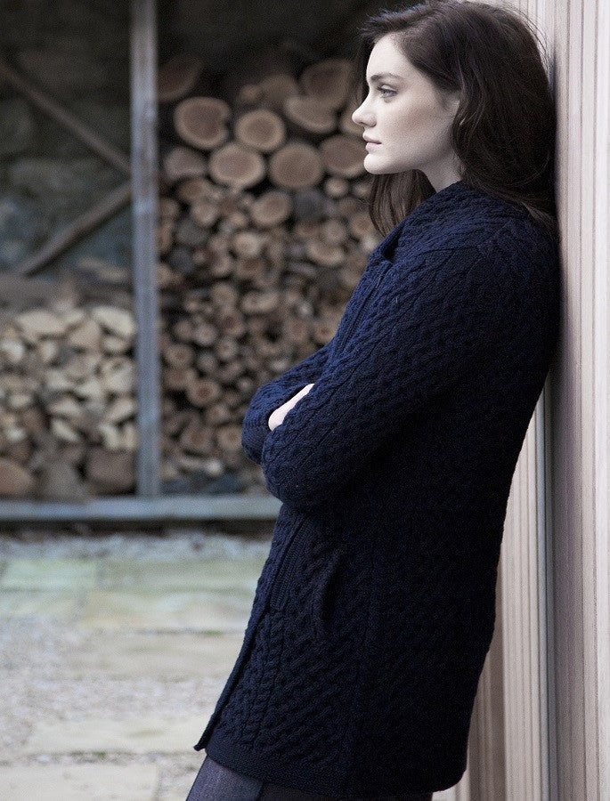 Trellis Side Zip Coatigan - Navy #color_navy