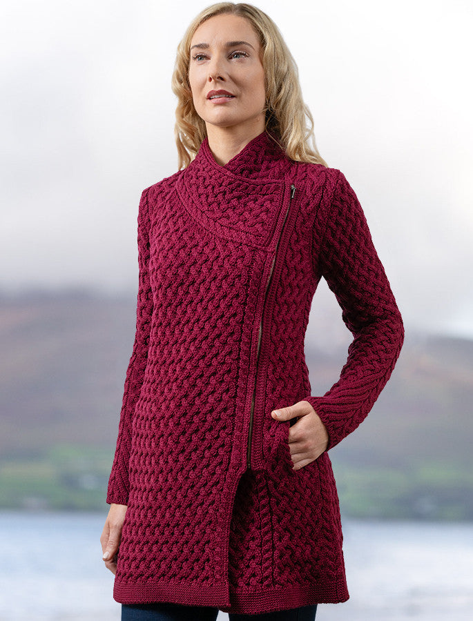 Trellis Side Zip Coatigan - Claret #color_claret