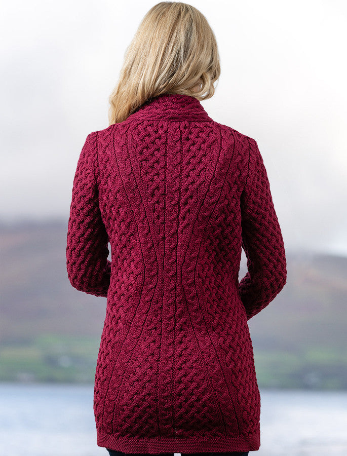 Trellis Side Zip Coatigan - Claret #color_claret