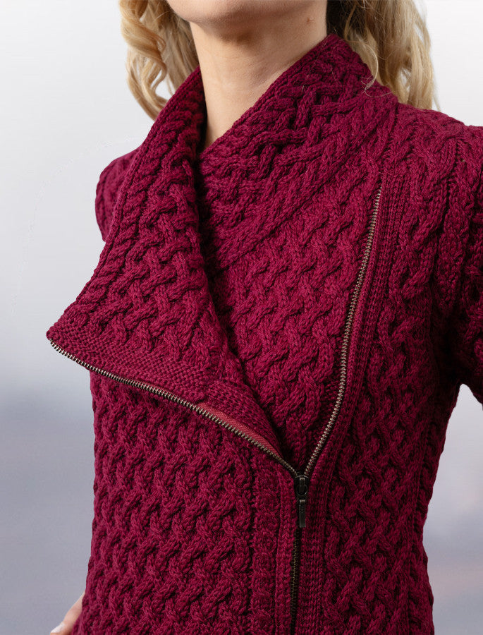 Trellis Side Zip Coatigan - Claret #color_claret