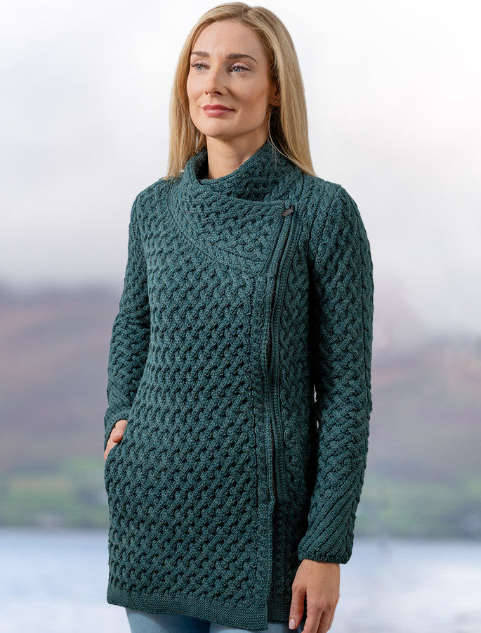 Trellis Side Zip Coatigan - Evergreen #color_evergreen