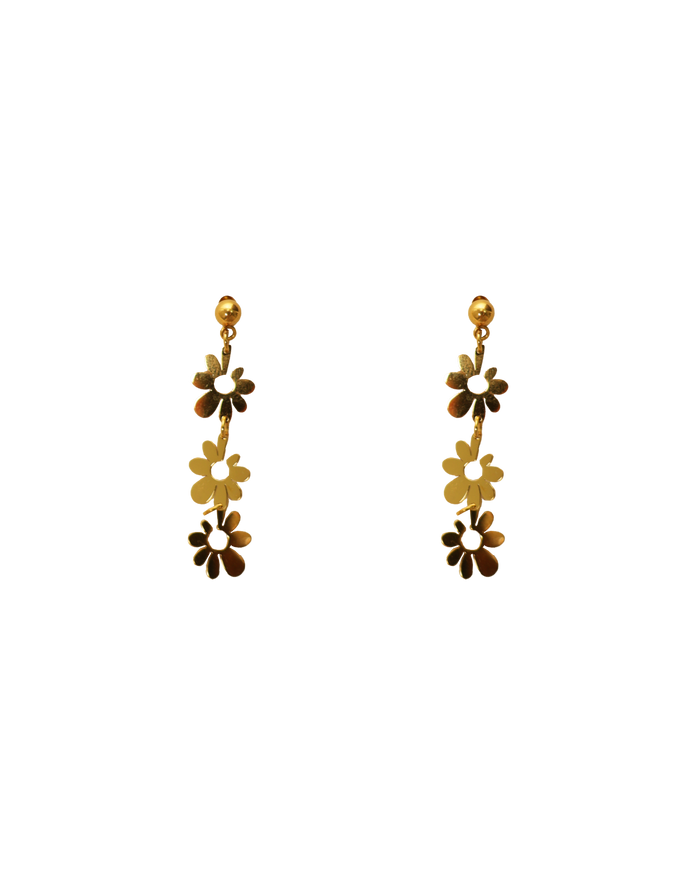 TRI FLOWER EARRING GOLD