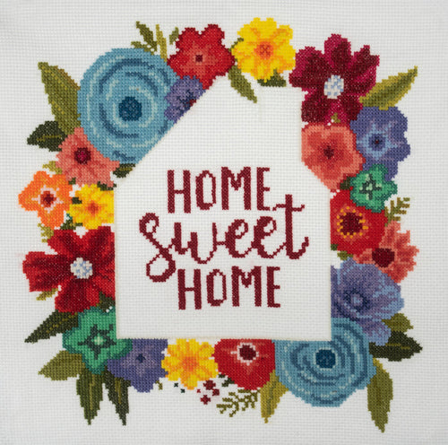 Trimits Counted Cross Stitch Kit Large: Home Sweet Home, 36x36cm, Includes Aida Fabric, Pre-Sorted Threads, Needle, Personalizing Alpha...