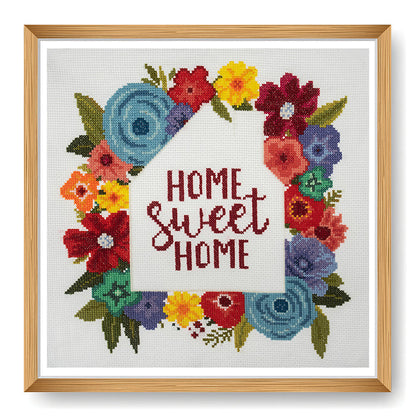 Trimits Counted Cross Stitch Kit Large: Home Sweet Home, 36x36cm, Includes Aida Fabric, Pre-Sorted Threads, Needle, Personalizing Alpha...