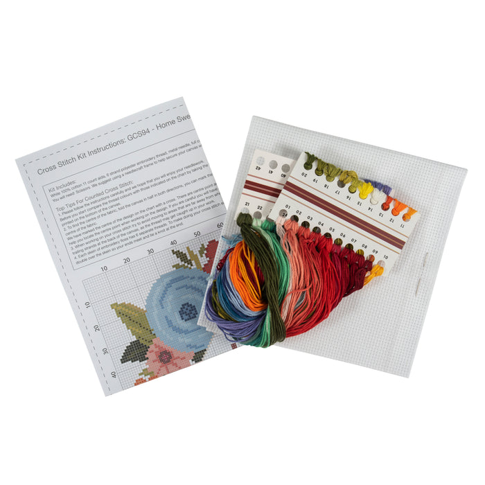 Trimits Counted Cross Stitch Kit Large: Home Sweet Home, 36x36cm, Includes Aida Fabric, Pre-Sorted Threads, Needle, Personalizing Alpha...