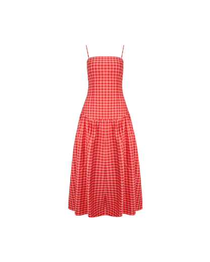 TRULLI MAXI DRESS RED TARTAN