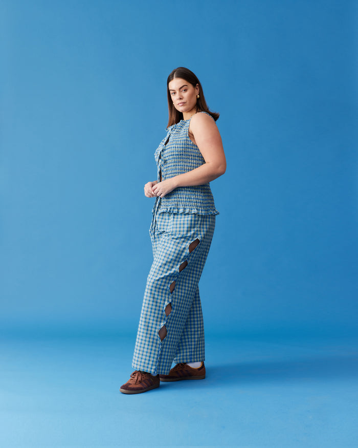 TRULLI PANT BLUE YELLOW CHECK