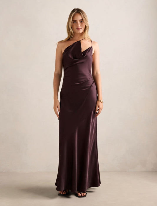 Violetta Cowl Neck Maxi Dress Dark Chocolate Forever New
