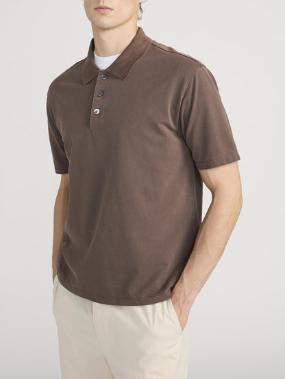Washed Light Pique Polo -- Antique Cafe