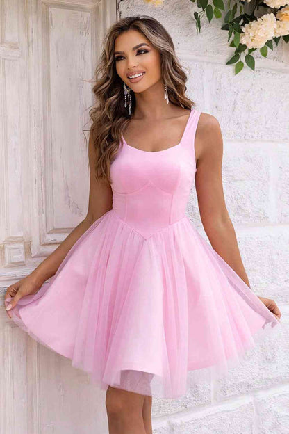 Wide Strap Mesh Dress - Madikfashions.com
