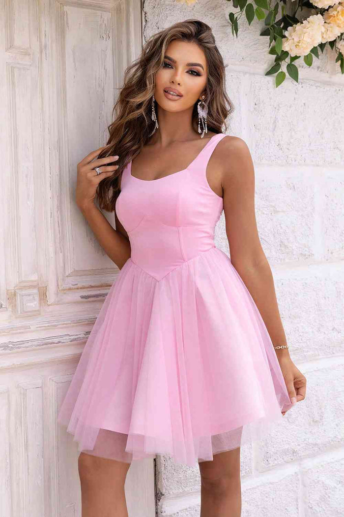 Wide Strap Mesh Dress - Madikfashions.com