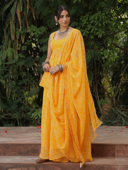Women's Bandhni Yellow Gharara Set