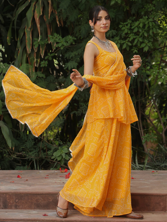 Women's Bandhni Yellow Gharara Set