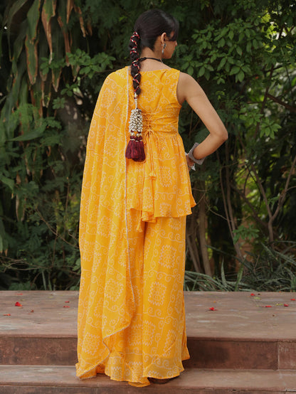 Women's Bandhni Yellow Gharara Set