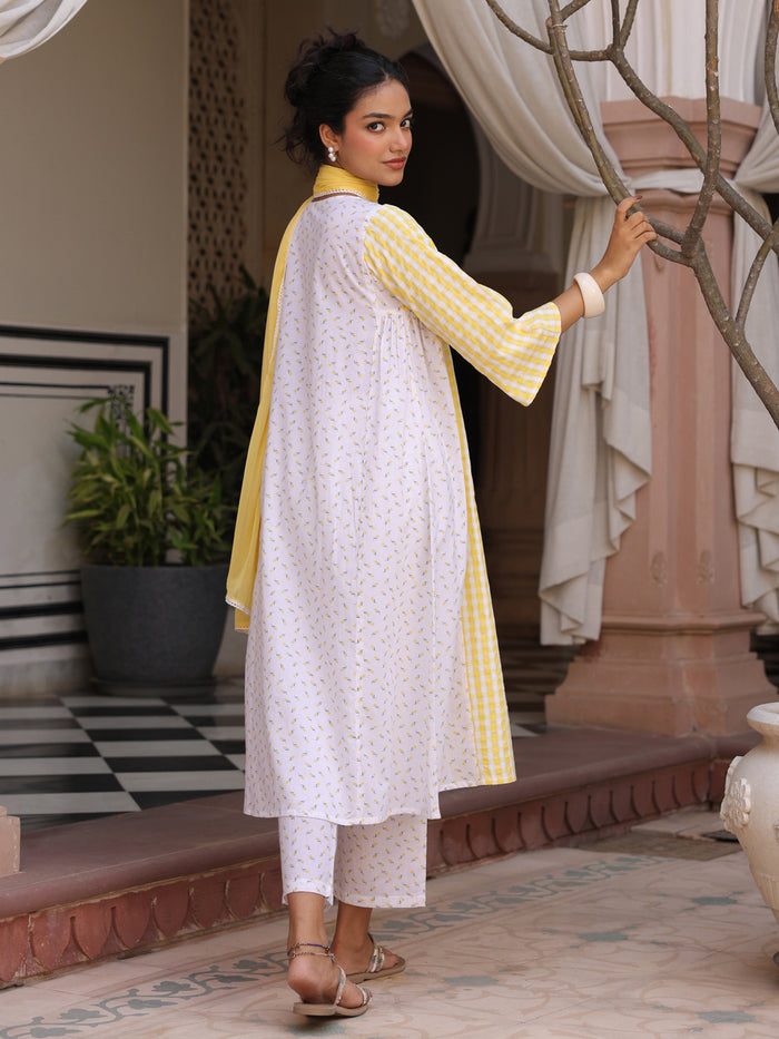 Women's Cotton Embroidered Kurta Set with Dupatta