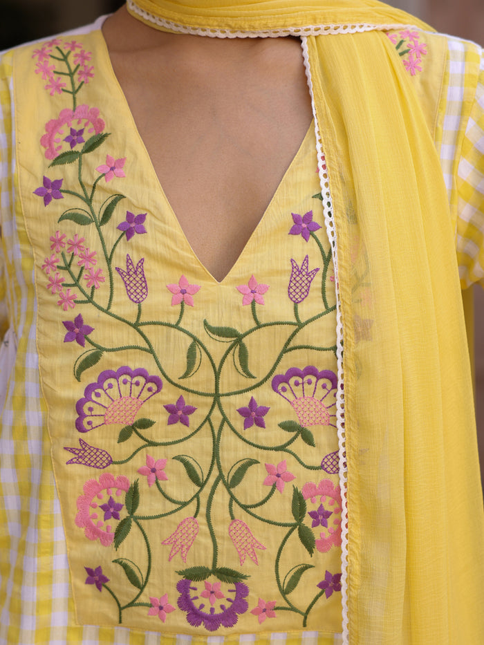 Women's Cotton Embroidered Kurta Set with Dupatta