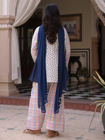 Women’s Cotton Patchwork Kurta and Farshi Salwar with Dupatta