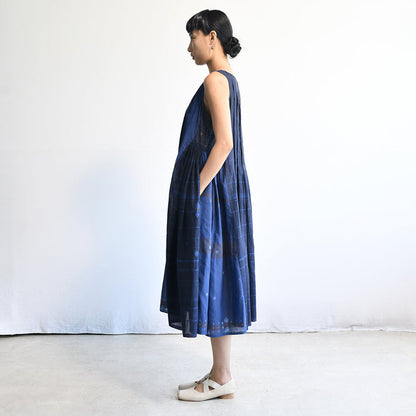 Women's Handloomed Cotton Mahdi Dress - Cornflower Blue