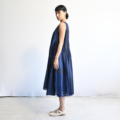 Women's Handloomed Cotton Mahdi Dress - Cornflower Blue