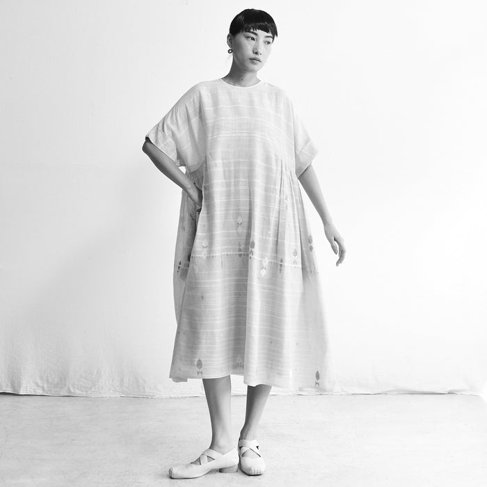 Women's Handloomed Cotton Summer Dress - Brown Stripe