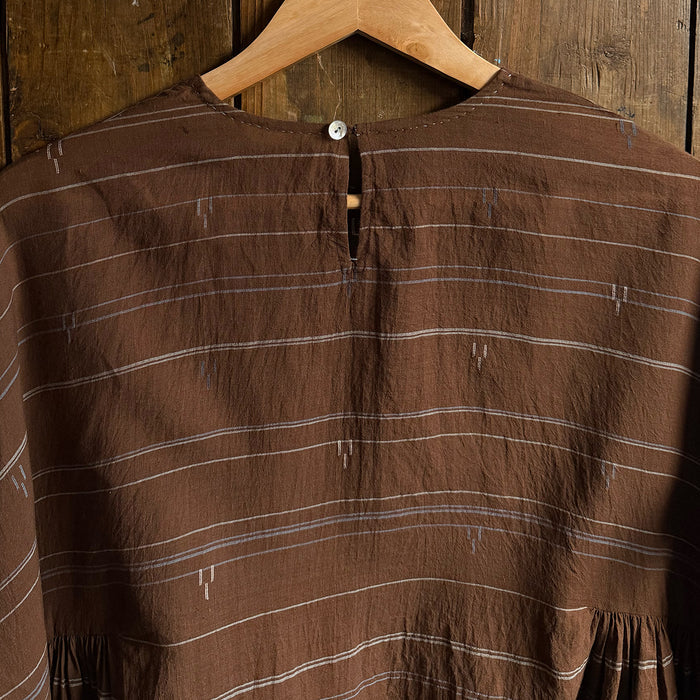 Women's Handloomed Cotton Summer Dress - Brown Stripe