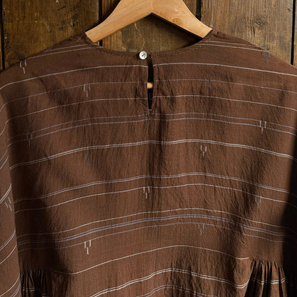 Women's Handloomed Cotton Summer Dress - Brown Stripe