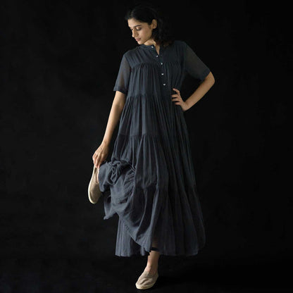 Women's Handwoven Cotton Kora Dress - Ash Grey