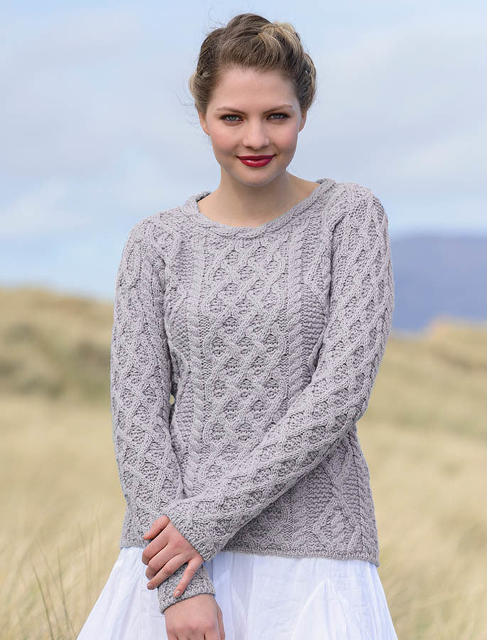 Lambay Aran Sweater for Women - Silver #color_silver