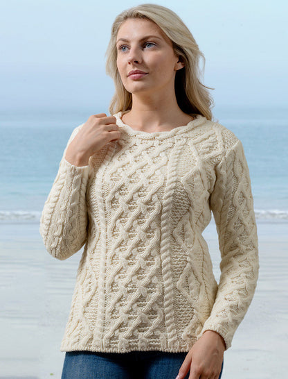 Lambay Aran Sweater for Women - Natural White #color_natural-white