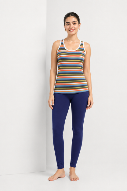 Women's Mix Multicolor Striped Jersey Cotton Tank Top Soft Breathable Regular Fit