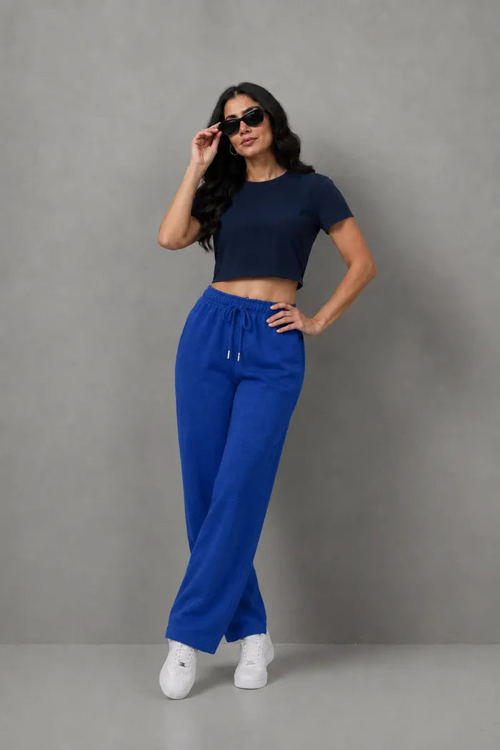 Women's Royal Blue Straight Leg Fleece Trouser