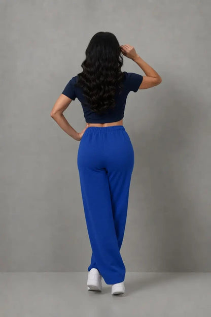 Women's Royal Blue Straight Leg Fleece Trouser