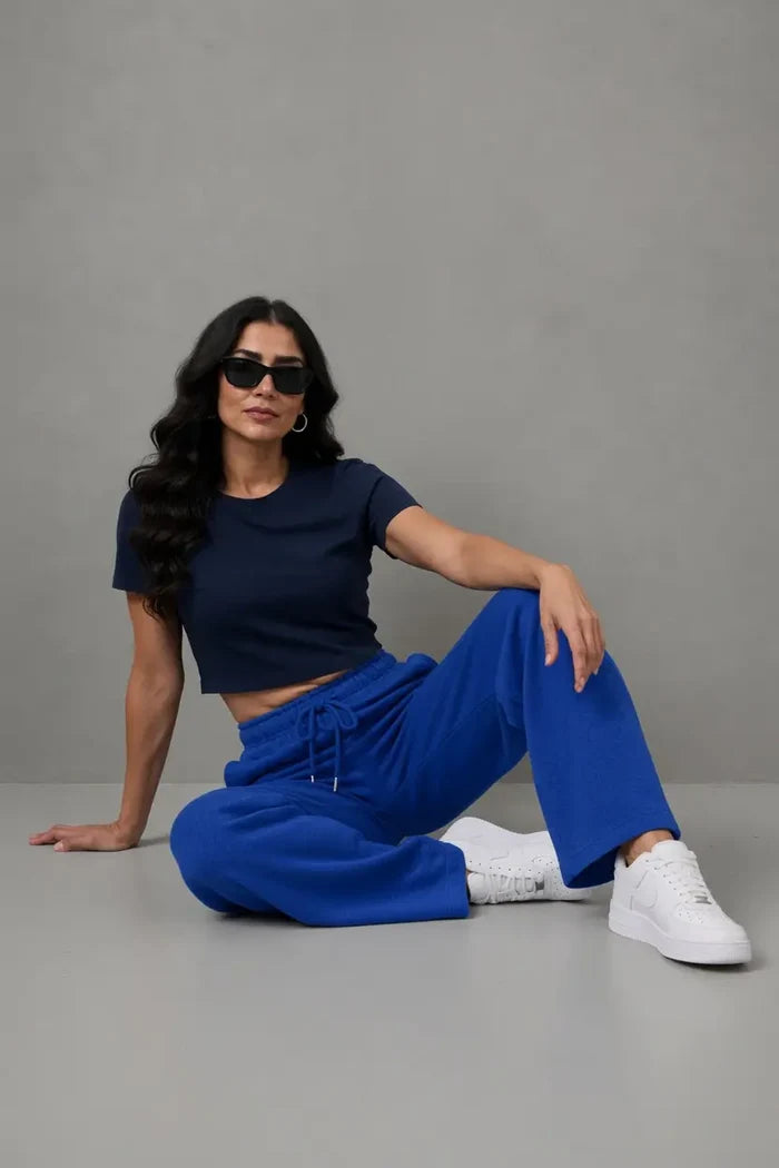 Women's Royal Blue Straight Leg Fleece Trouser