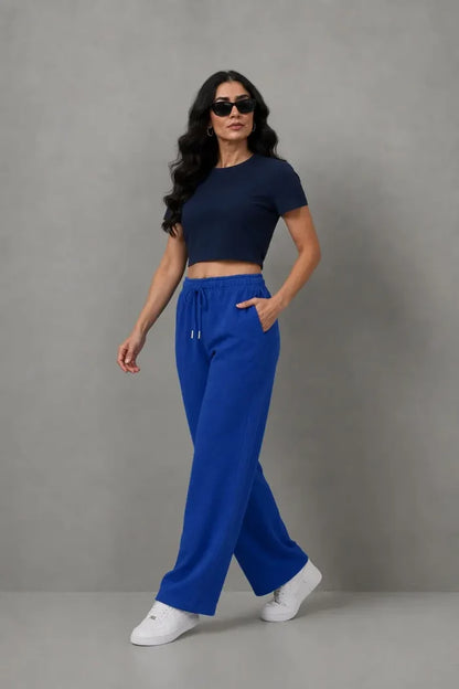Women's Royal Blue Straight Leg Fleece Trouser