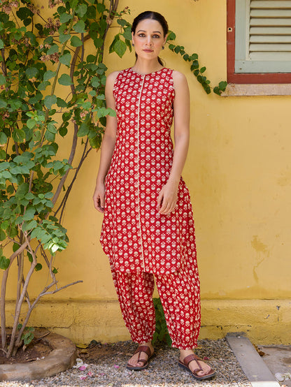 Women's Straight Kurta With Dhoti Pants