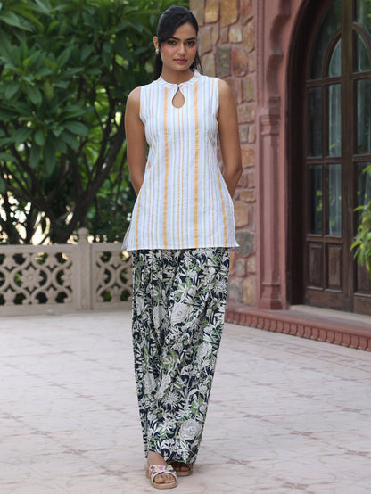 Women's Striped Cotton Farshi Kurta Set