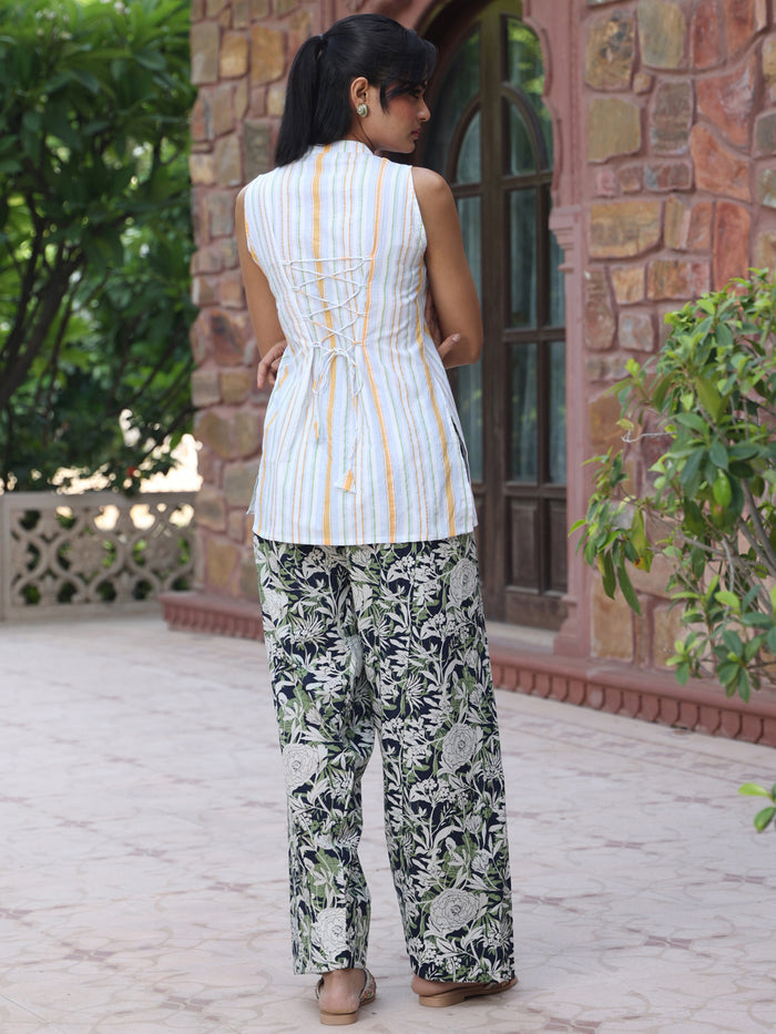 Women's Striped Cotton Farshi Kurta Set