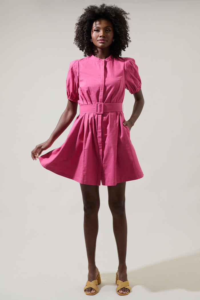 Yami Button Down Shift Mini Dress
