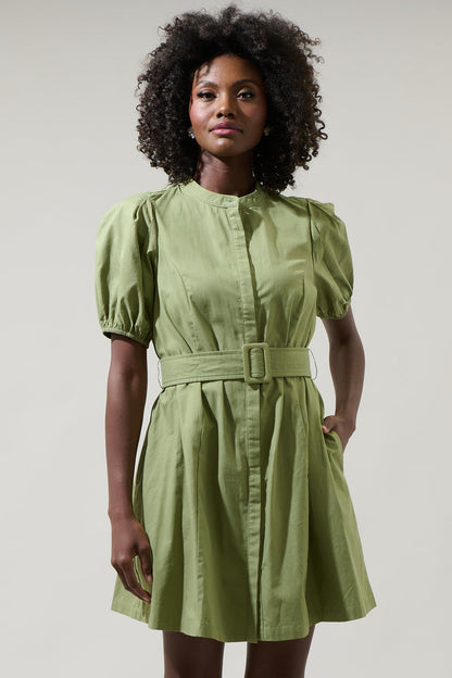 Yami Button Down Shift Mini Dress