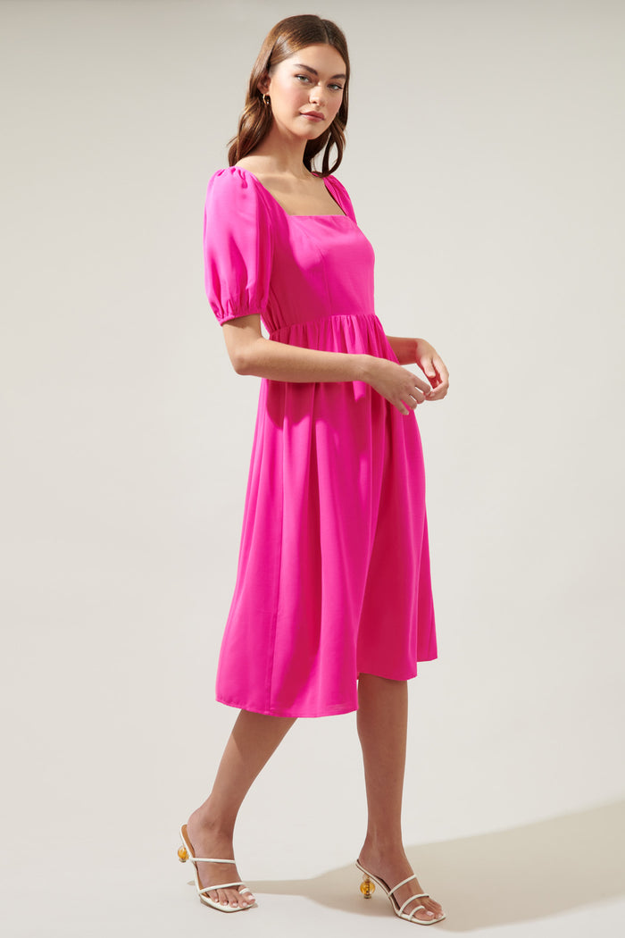 Yvonne Puff Sleeve Midi Dress
