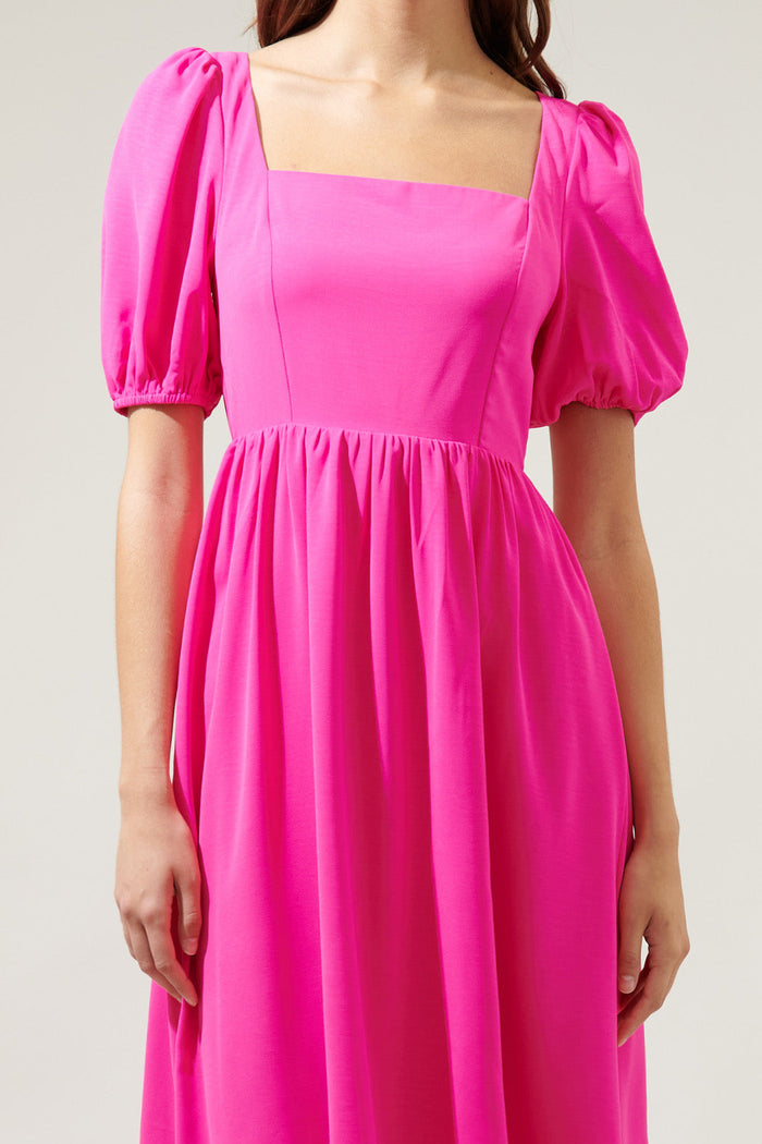 Yvonne Puff Sleeve Midi Dress