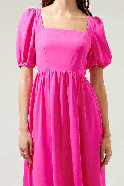 Yvonne Puff Sleeve Midi Dress