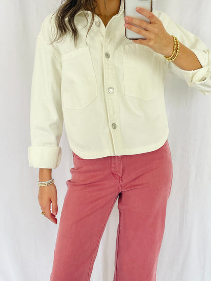 Z Supply - All Day, Denim, Cropped Jacket 3565 - Off White