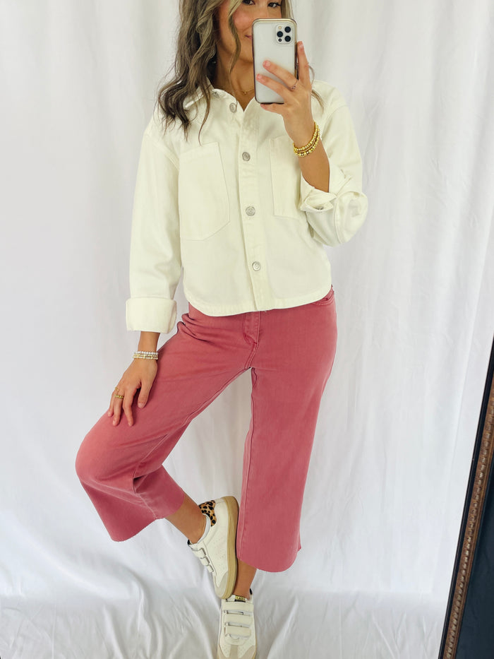 Z Supply - All Day, Denim, Cropped Jacket 3565 - Off White
