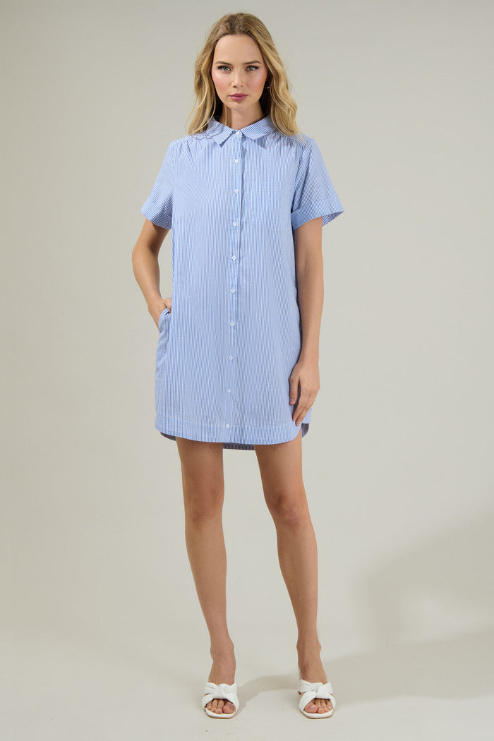 Zira Striped Kaylee Button Down Shirt Dress